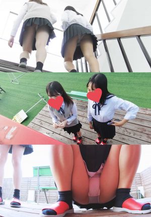 【校舎内盗撮】自販機しゃがみパンツ&階段逆さ撮り